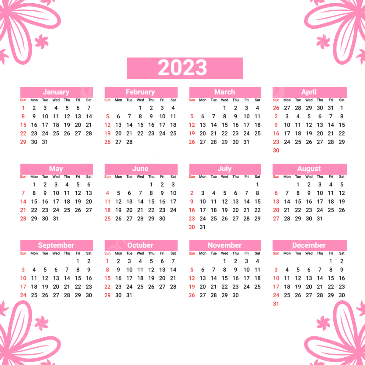 Cute Pink 2023 Calendar, New Year, Calendar, 2023 PNG Transparent - Kleine Gids Sociale Zekerheid 2023