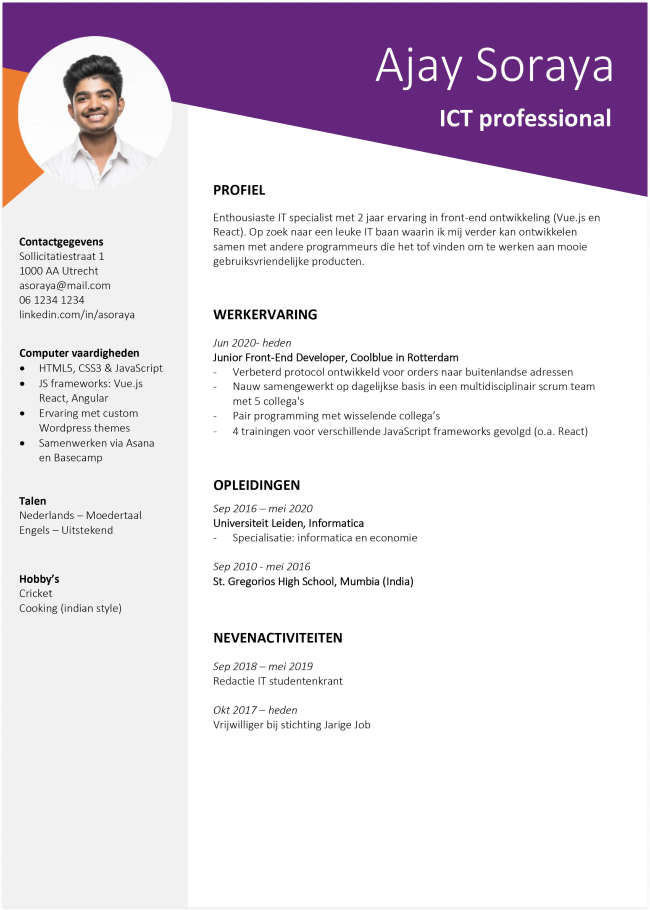 CV maken in de ICT (voorbeeld) - Beaks.nl - Persoonlijk Profiel In Cv Voorbeeld