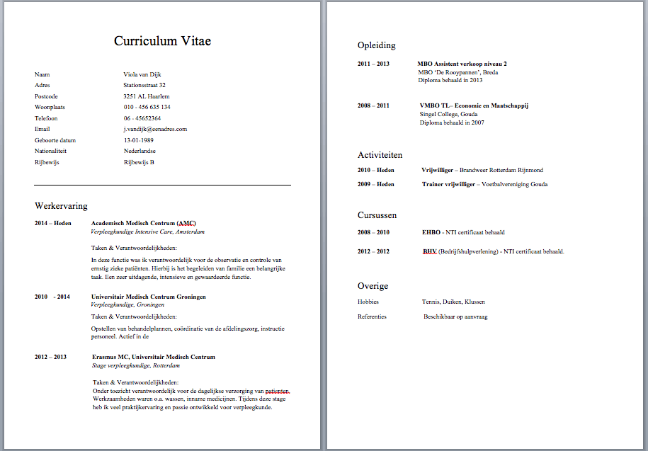 CV Voorbeeld nodig? - 4 gratis downloads - Solliciteer.net - Hoe Maak Ik Een Cv Voorbeeld