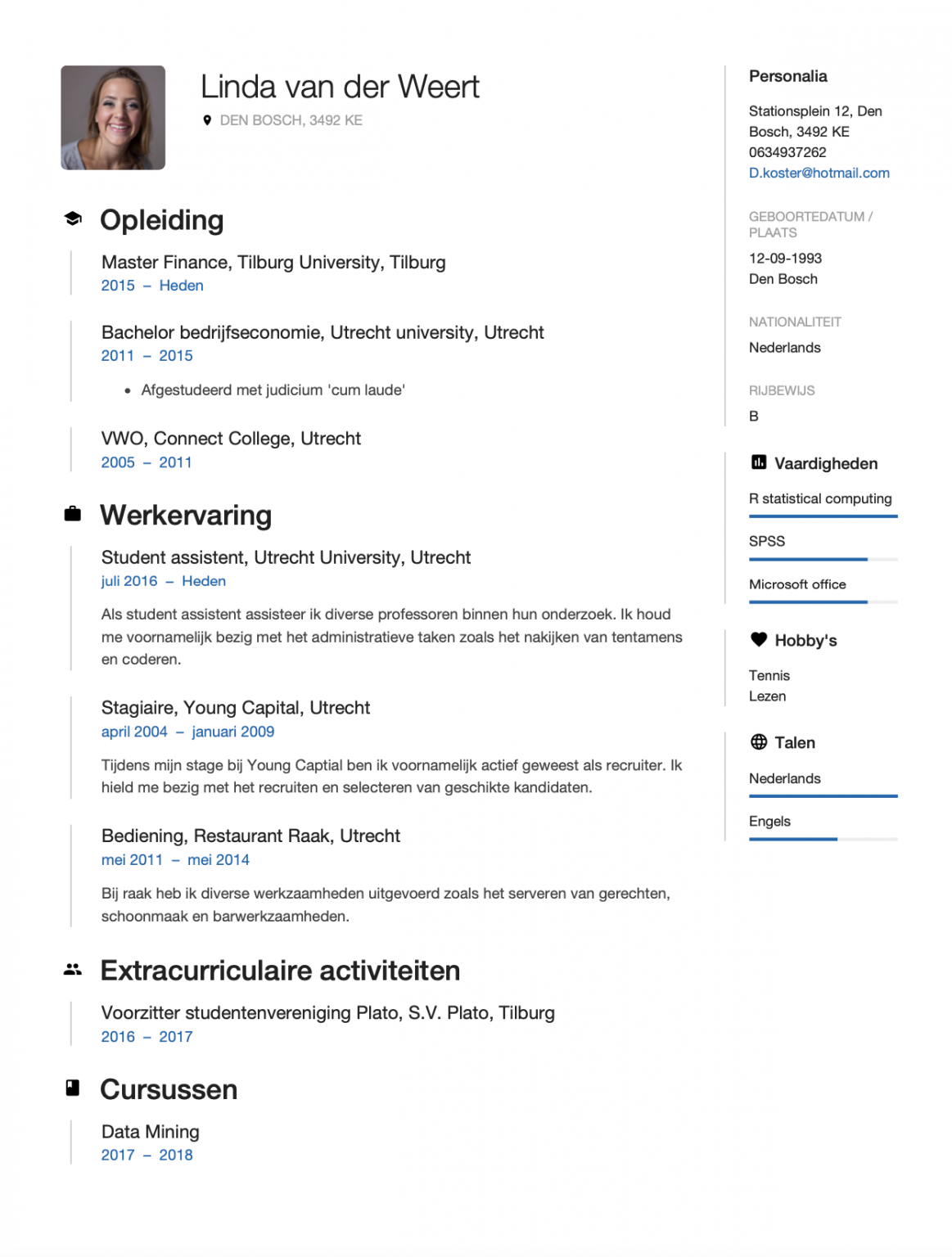 Cv-voorbeeld-student - Sollicitatiecursus.com - Wanneer Krijg Je Een Studenten Ov