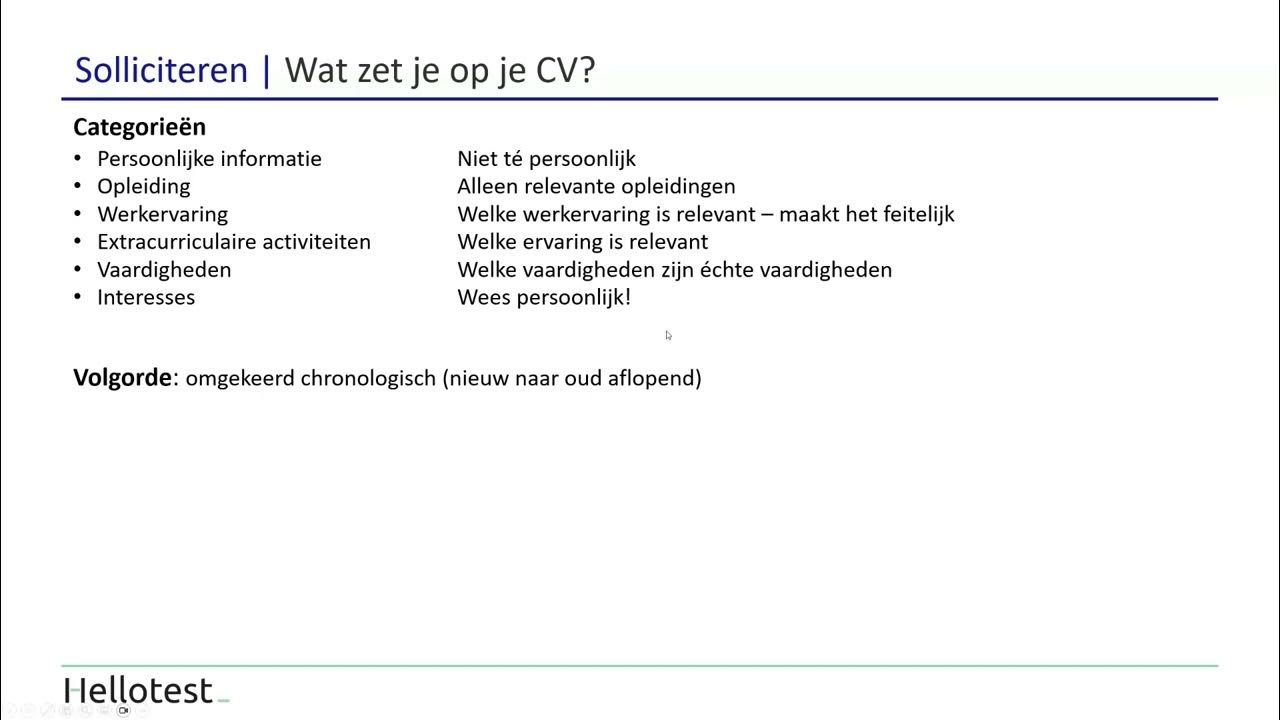 Wat Moet Er Op Een Cv Staan