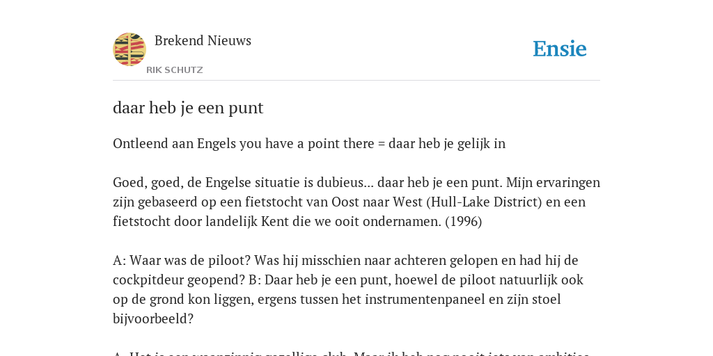 Daar Heb Je Een Punt