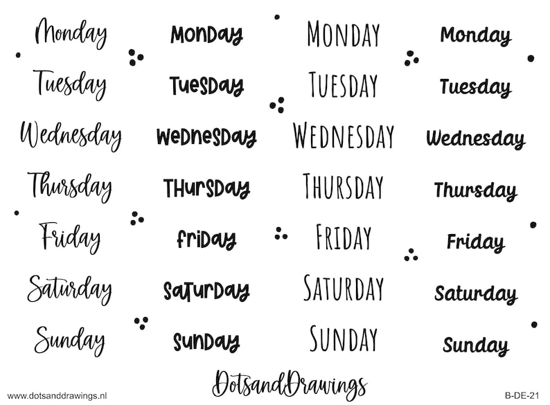 Dagen Van De Week Engels