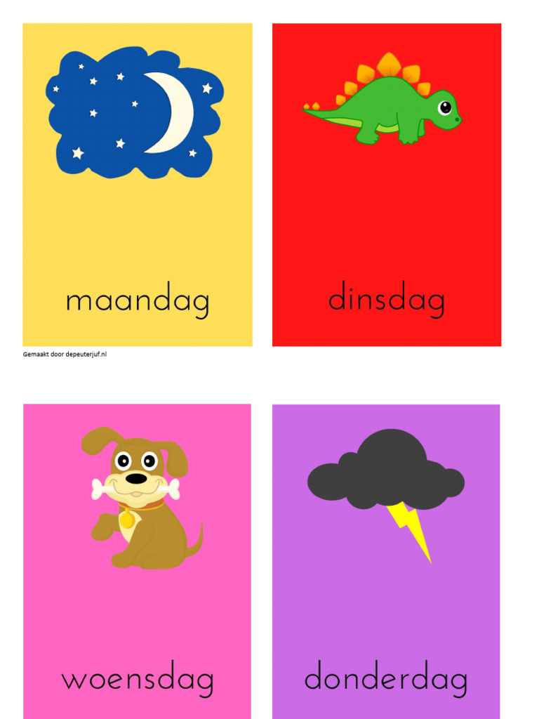 Dagen Van de Week Kleuren Schoolmethode | PDF - Kleuren Van De Week Basisschool