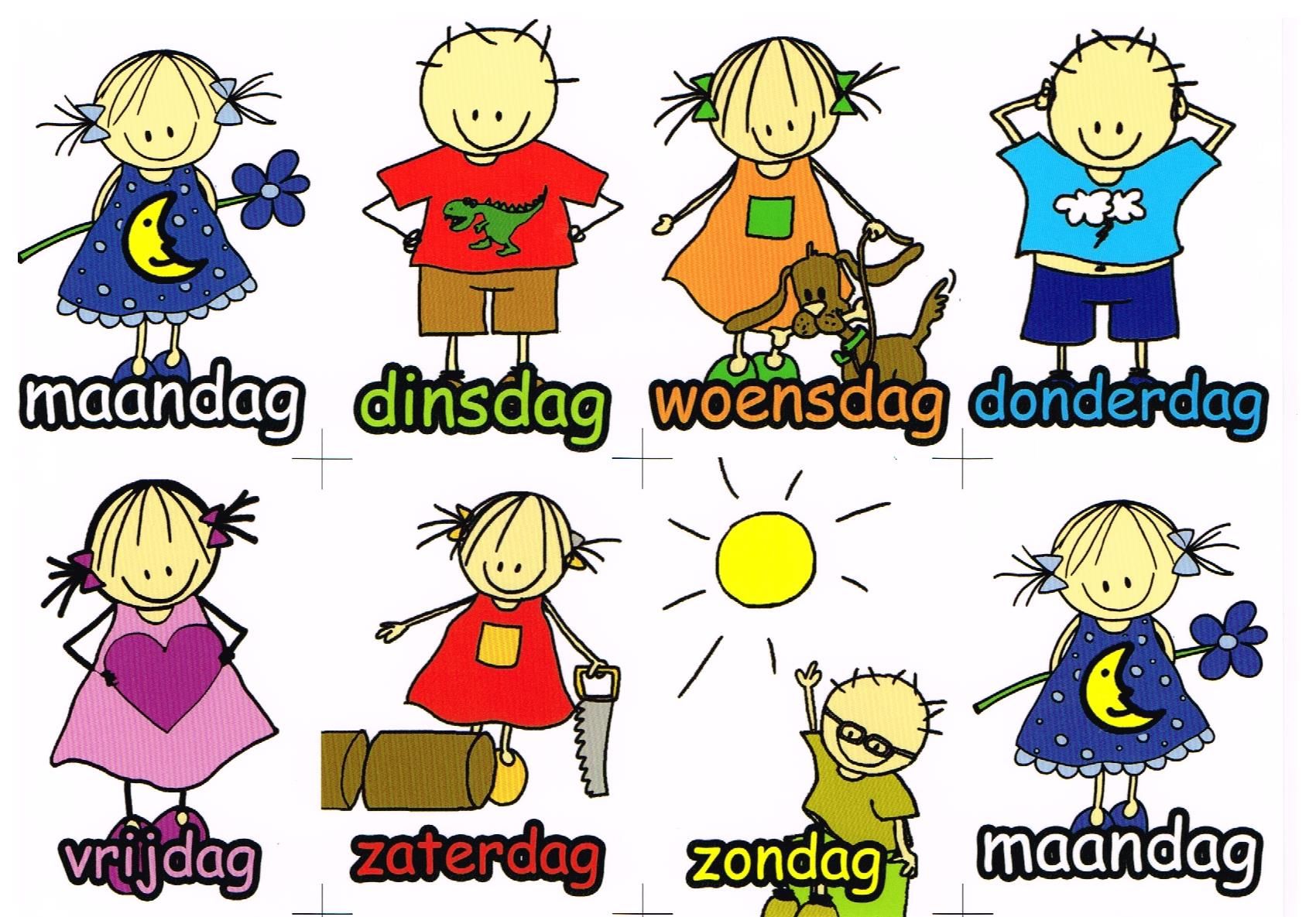 Dagen van de week - Rube en Rutje Busy Bee, Stick Figures, Rock Art - Dagen Van De Week In Spaans