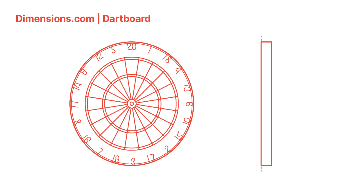 Dartboard Dimensions & Drawings | Dimensions.com - Waar Is Een Dartbord Van Gemaakt