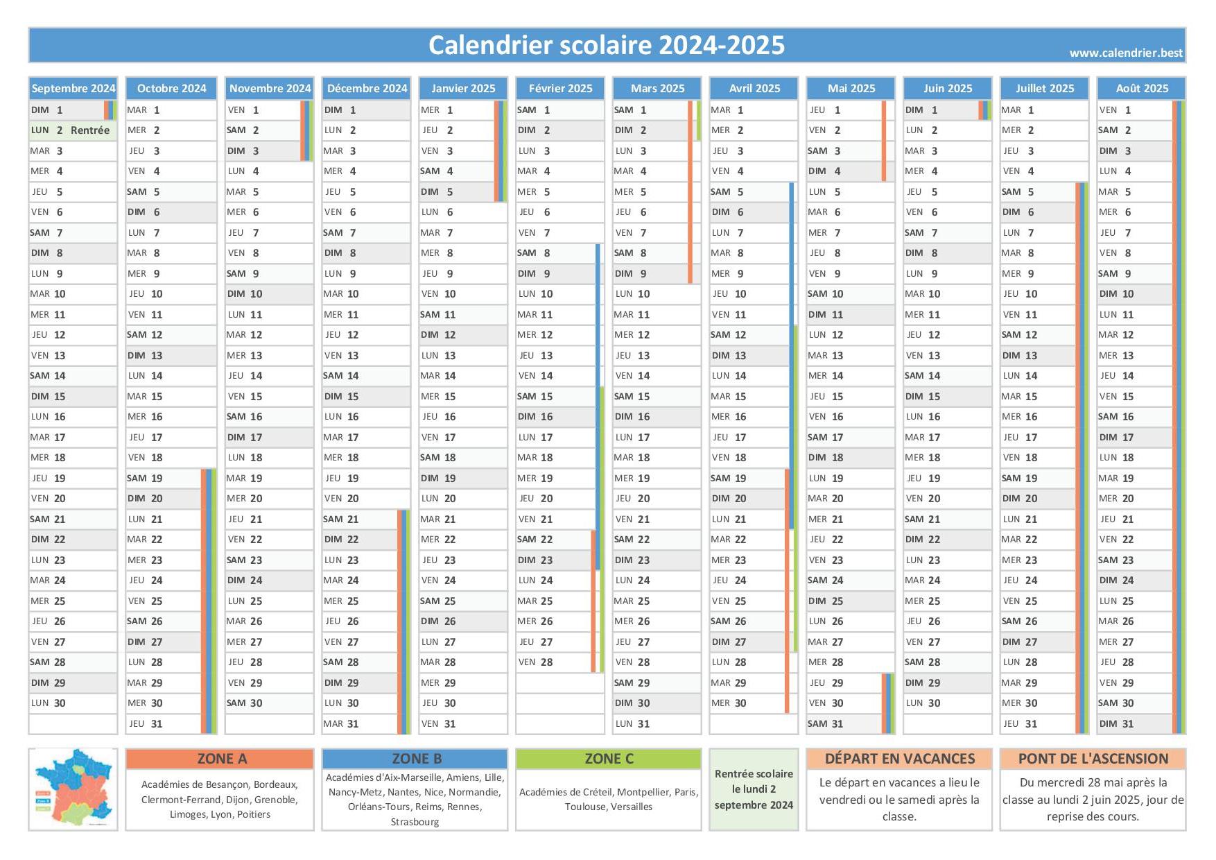 Dates des vacances scolaires 2024-2025 - Calendrier scolaire 2024-2025 - Schoolvakanties 2024 En 2025 Nederland