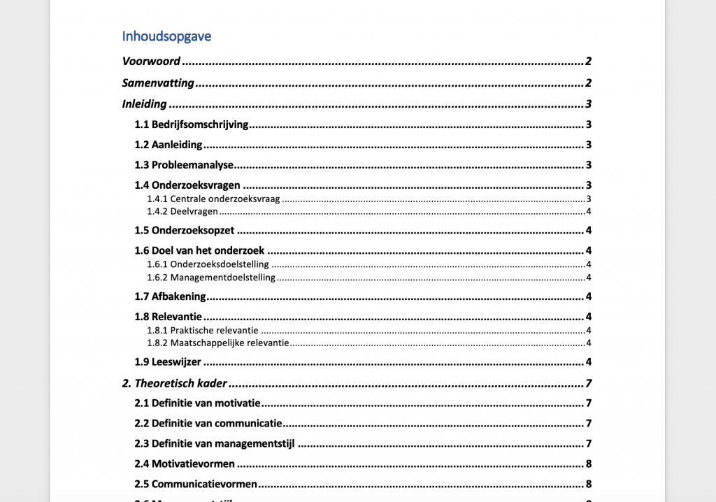 De Inhoudsopgave maken in Word | Inclusief voorbeelden - 24editor - Hoe Maak Je Een Inhoudsopgave Met Paginanummering In Word