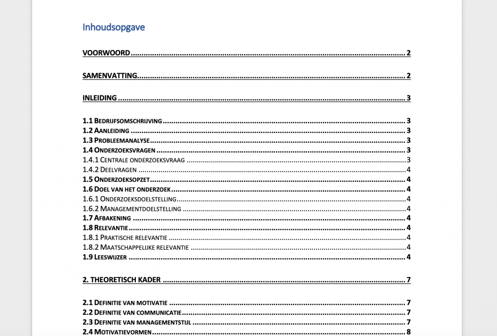 De Inhoudsopgave maken in Word | Inclusief voorbeelden - 24editor - Voorbeeld Van Een Inleiding Van Een Verslag