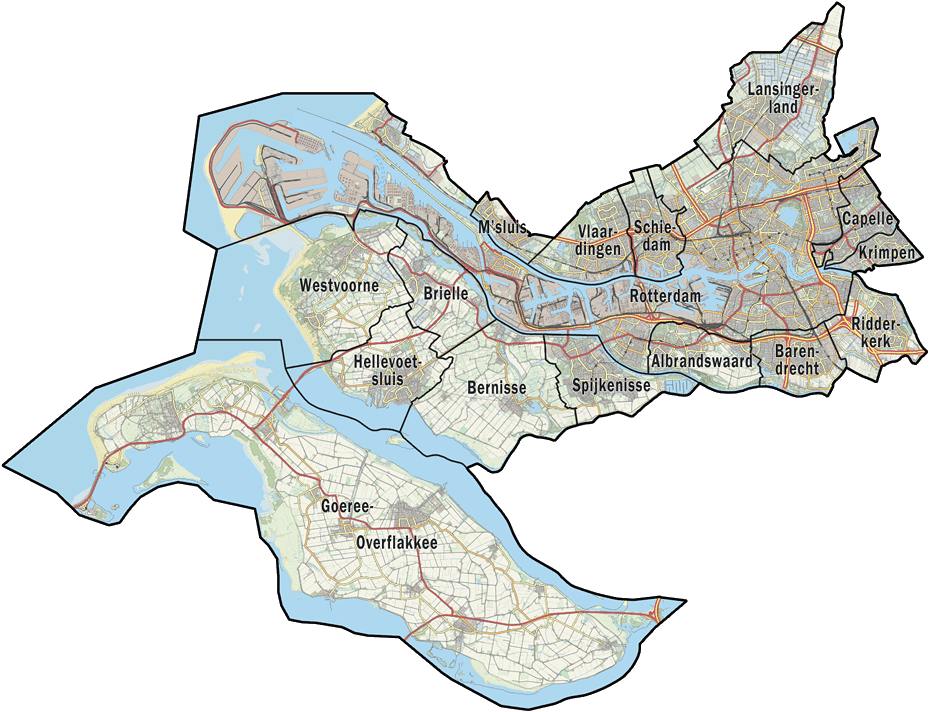 De Kaart Van Rotterdam - kaart - Is Rotterdam Regio Midden Of Zuid