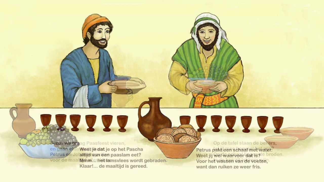 De Paasmaaltijd, Jezus wast de voeten van de leerlingen - YouTube - Bijbelcentrum Bij Simon De Looier
