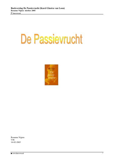 De Passievrucht (Karel Glastra van Loon) - Havovwo.nl - Karel Glastra Van Loon De Passievrucht