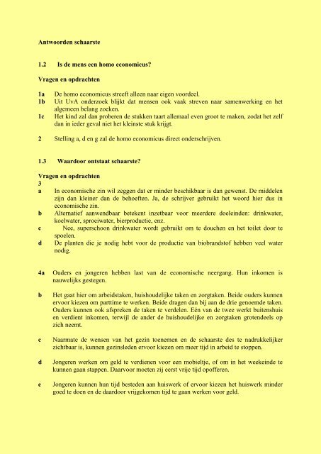 de prijs van werk antwoorden - Antwoorden Praktische Economie Vwo 3