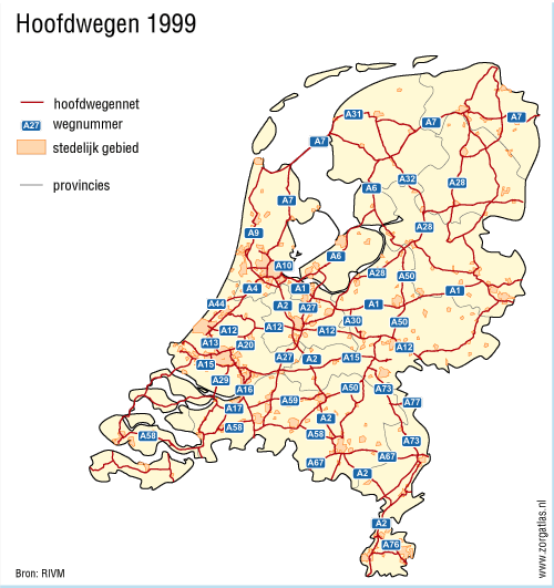 De snelwegen in Nederland (1999) | Nederland, Oude kaarten, Holland - Hoeveel Snelwegen Zijn Er In Nederland