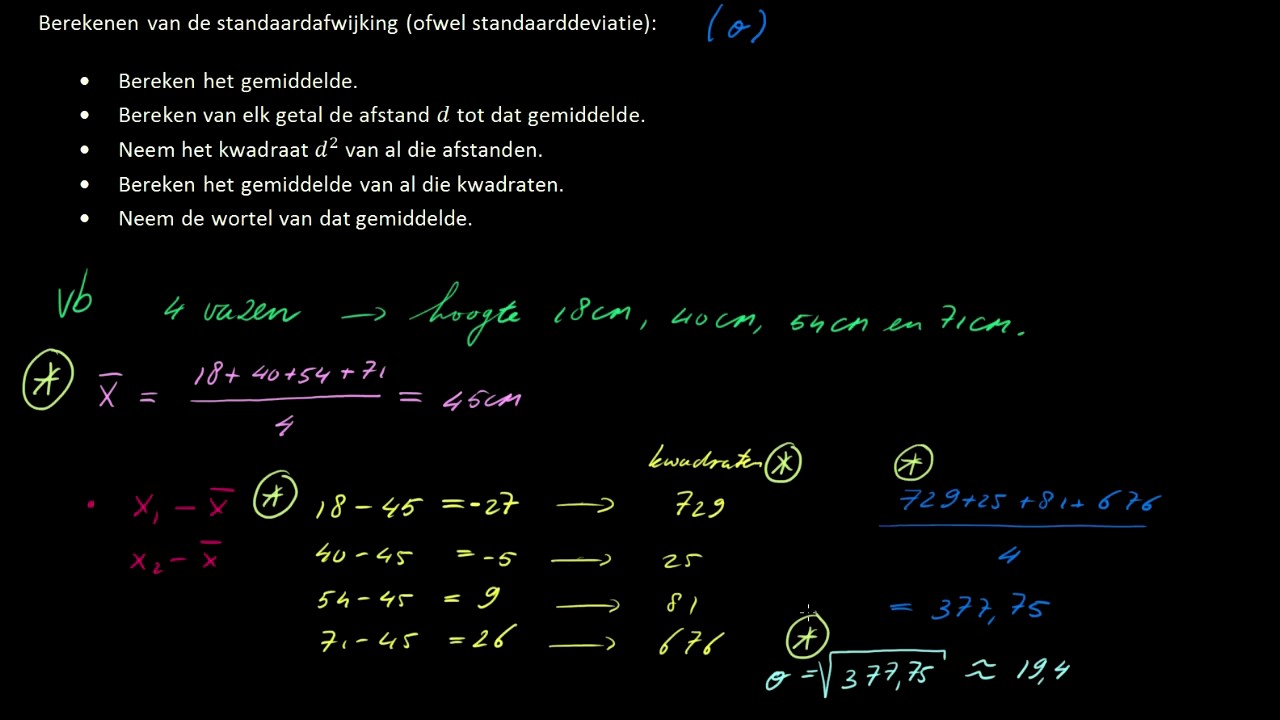 De standaardafwijking berekenen - YouTube - Hoe Bereken Je De Standaardafwijking