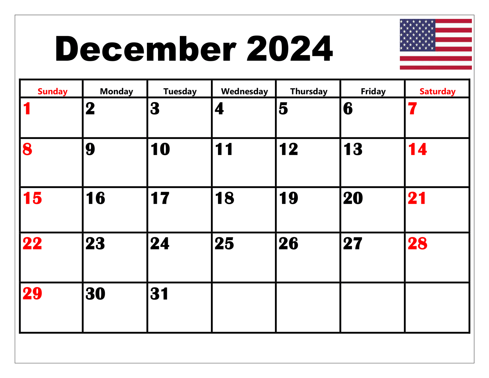 December 2024 Calendar With Holidays - Good calendar idea - Hoe Wordt 31 December Ook Wel Genoemd 9 Letters