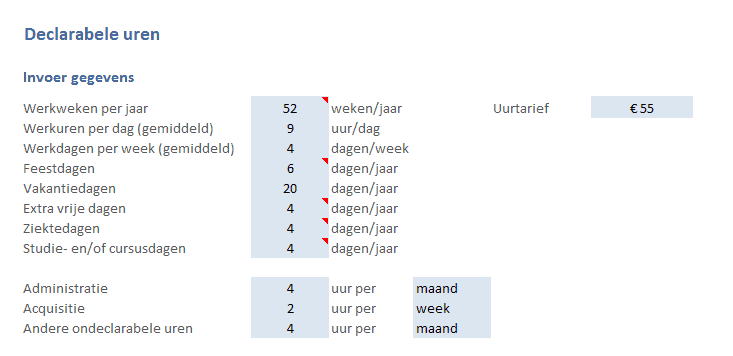 Declarabele uren per jaar berekenen - praktische rekentool voor ZZP'ers - Hoeveel Uren Zitten Er In Een Jaar