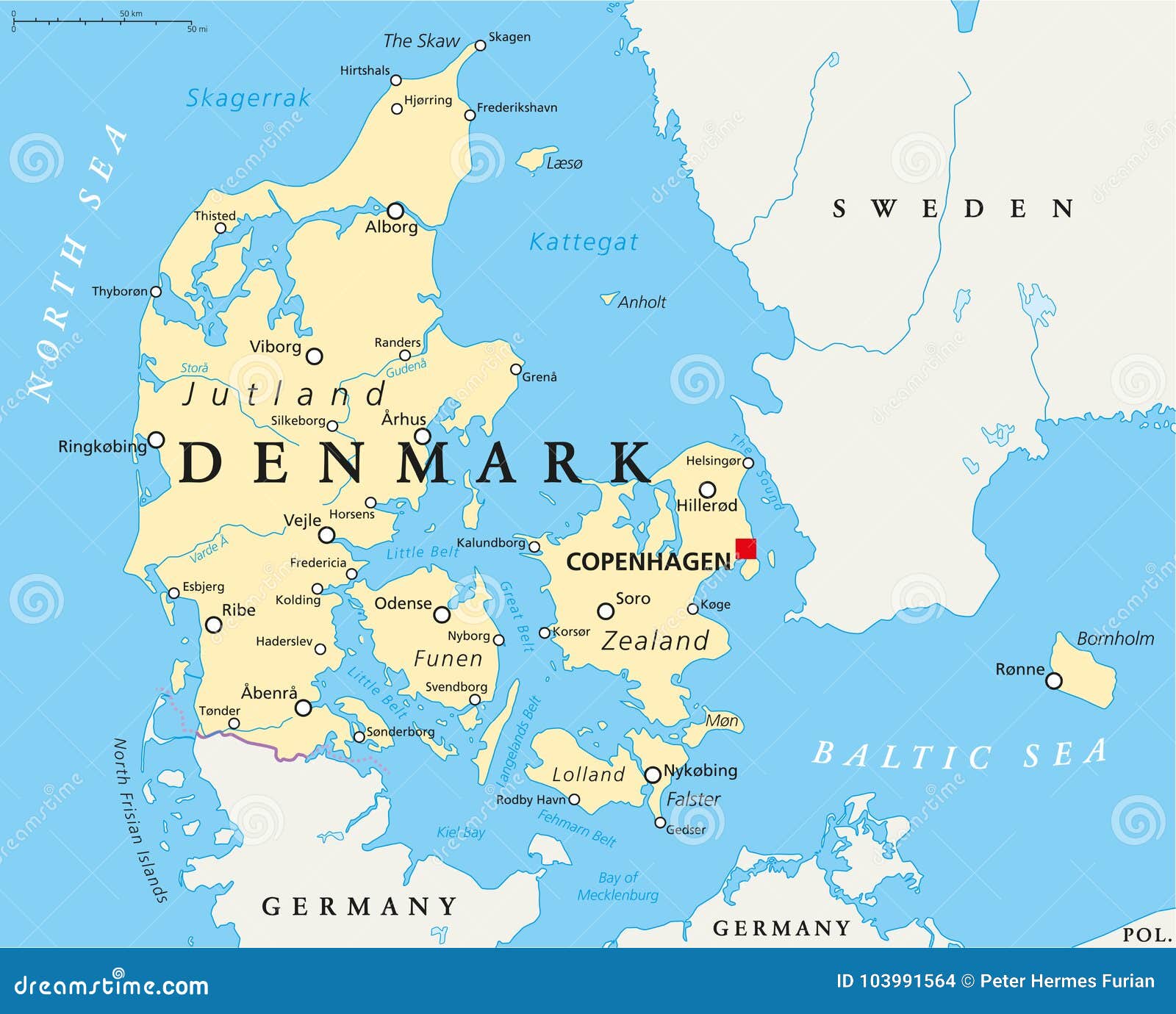 Denmark Political Map Vector Illustration | CartoonDealer.com #103991564 - Is Denemarken Lid Van De Eu