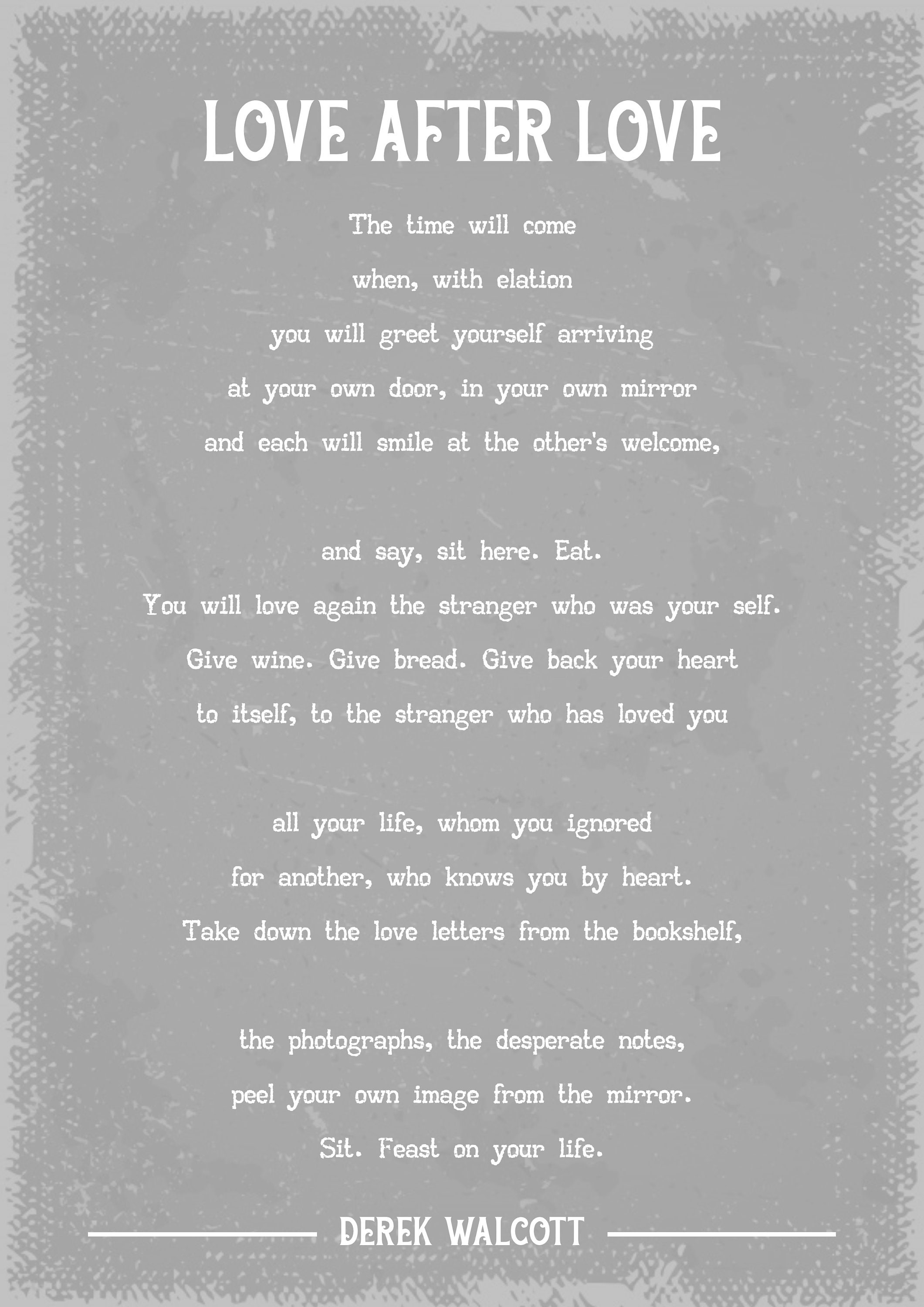 Derek Walcott Love After Love Poem Art Print - Etsy - Derek Walcott Love After Love Poem