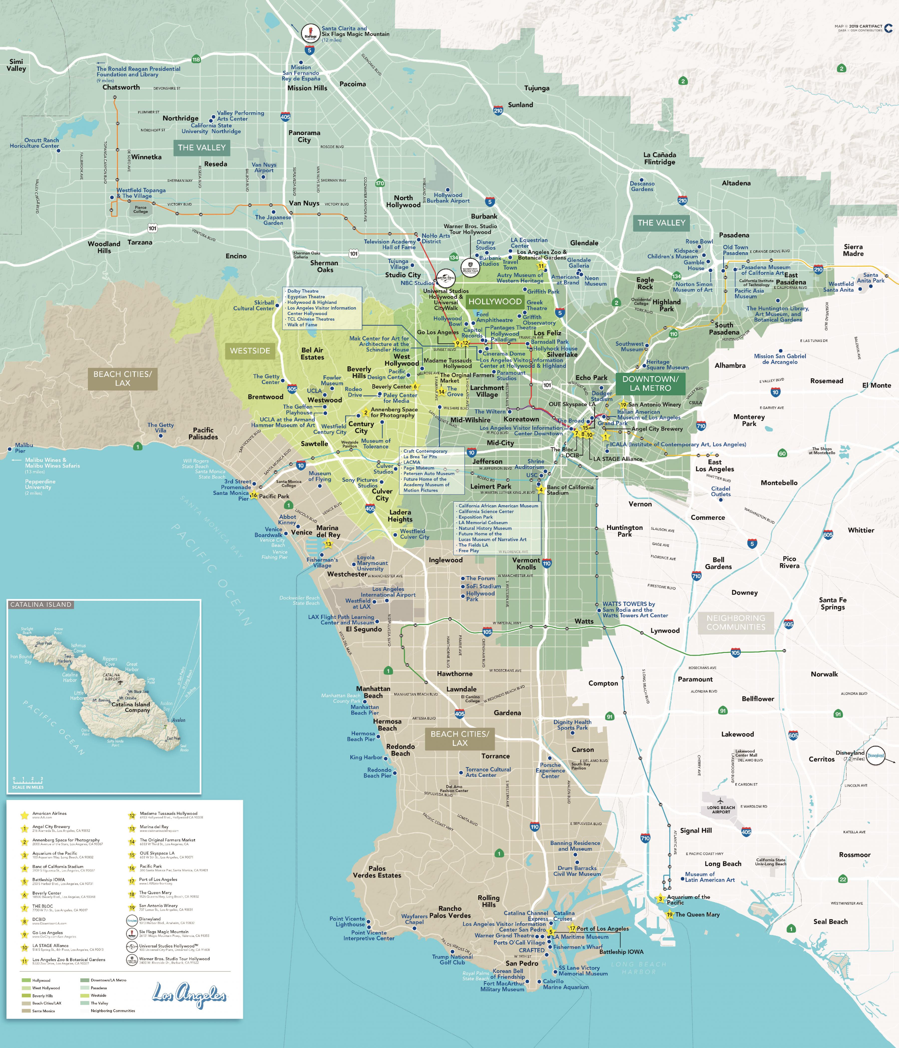 Detailed map of Los Angeles - Detailed map of Los Angeles california - Waar Ligt Los Angeles Op De Kaart