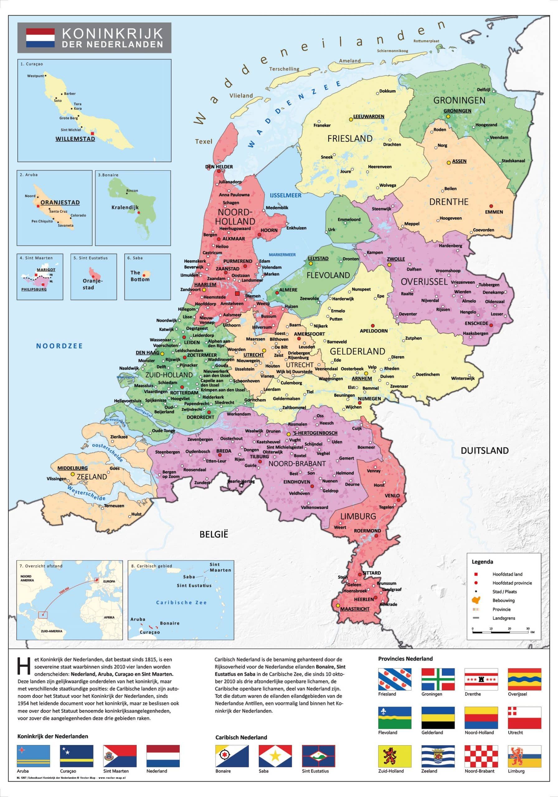 Deze kleurrijke schoolkaart van het Koninkrijk der Nederlanden geeft de - Verschil Groot Brittannië En Verenigd Koninkrijk