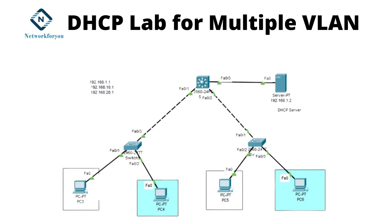 DHCP Lab for Multiple VLAN in Packet Tracer | Networkforyou | CCNA 200 - Wat Is Een Dhcp Server