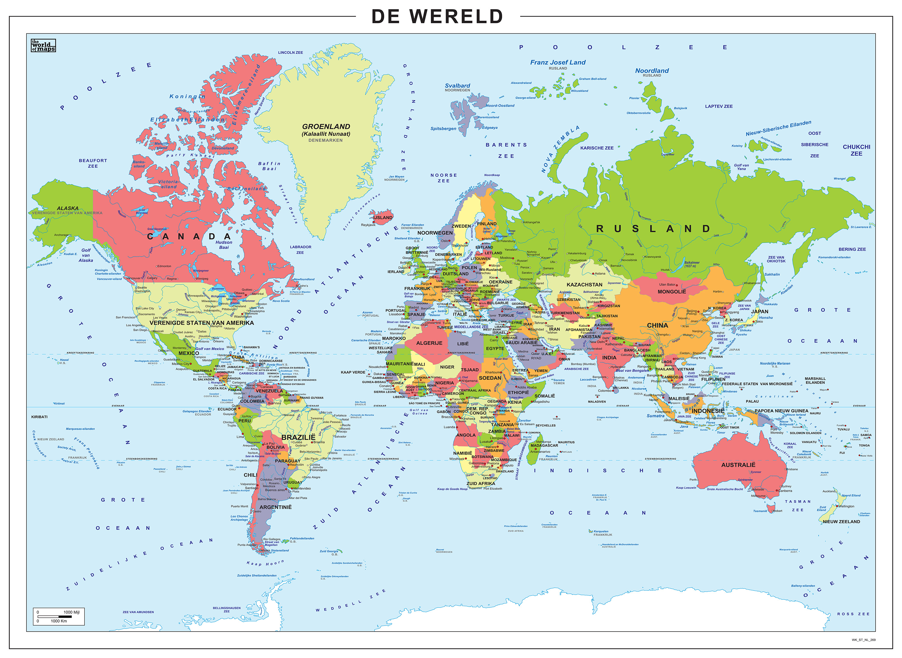 Digitale Wereldkaart Staatkundig 269 | Kaarten en Atlassen.nl - De Wereld En Nederland