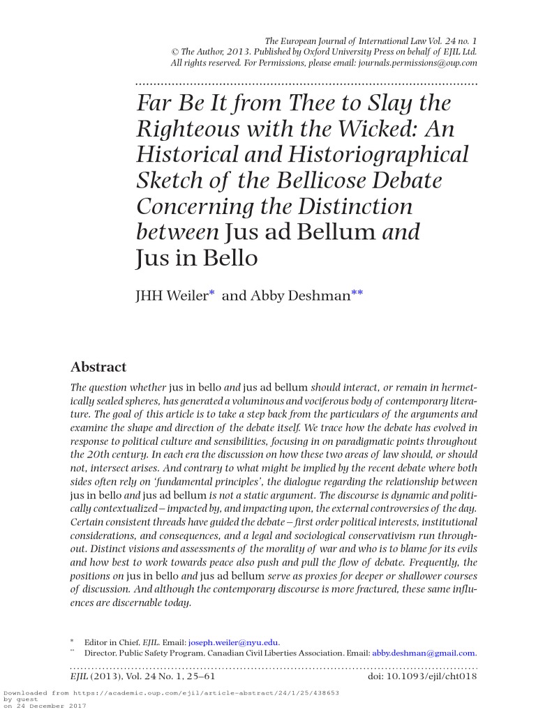 Distinction Between Jus Ad Bellum and Jus in Bello | Law Of War - Jus Ad Bellum And Jus In Bello