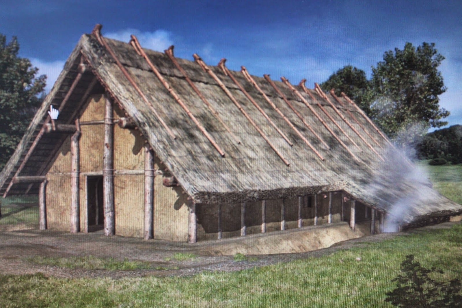 Dit is een boerderij van de boeren in de prehistorie. Je ziet dat ze - Tijd Van De Jagers En Boeren