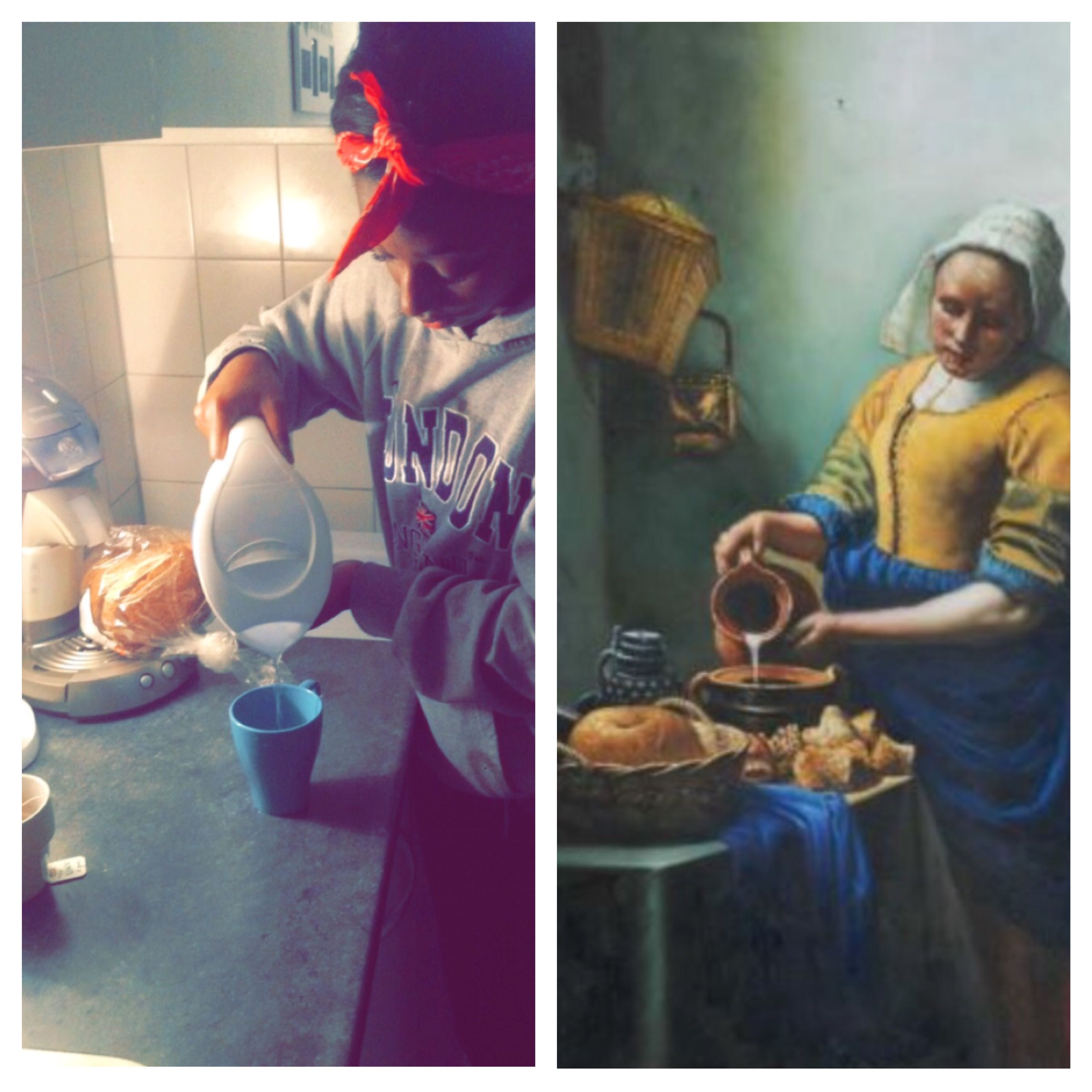 Dit is mn moderne namaak van dit schilderij van 'Het melkmeisje van - Wat Voor Soort Schilderij Is Het Melkmeisje Van Vermeer
