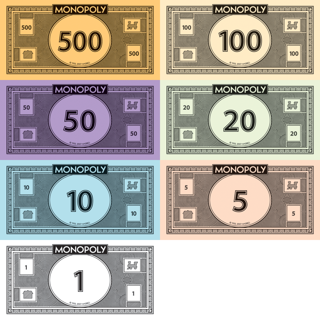 DIY Monopoly Money Templates - Hoeveel Geld Krijgt Ieder Bij Monopoly