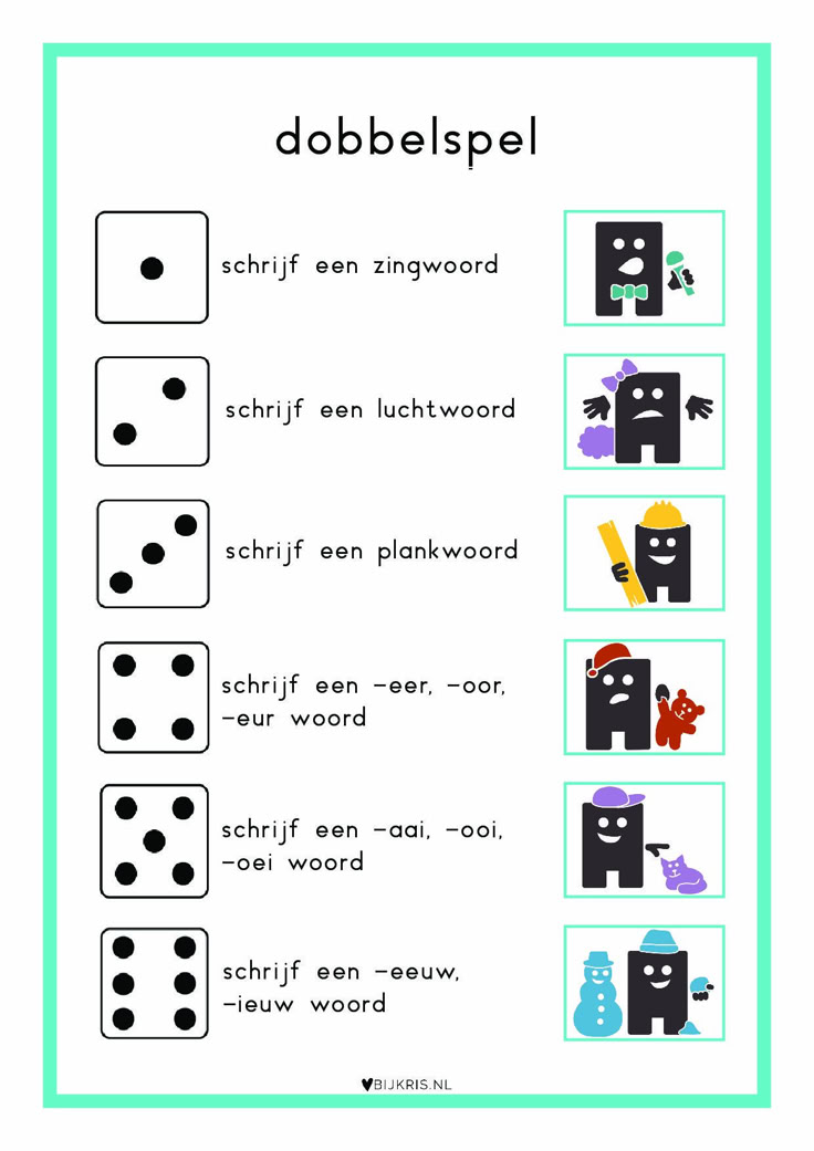 Dobbelspel (bij methode Staal) - Spelling Spelletjes In De Klas