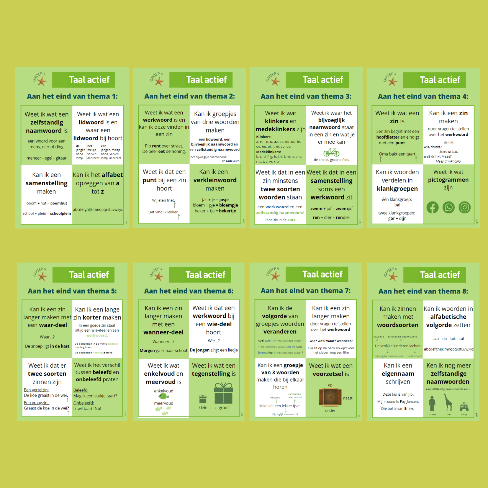 Doelenposters | Taal Actief | Taal | Groep 4 | Bijles Juf Laura - Werkbladen Spelling Groep 5 Taal Actief