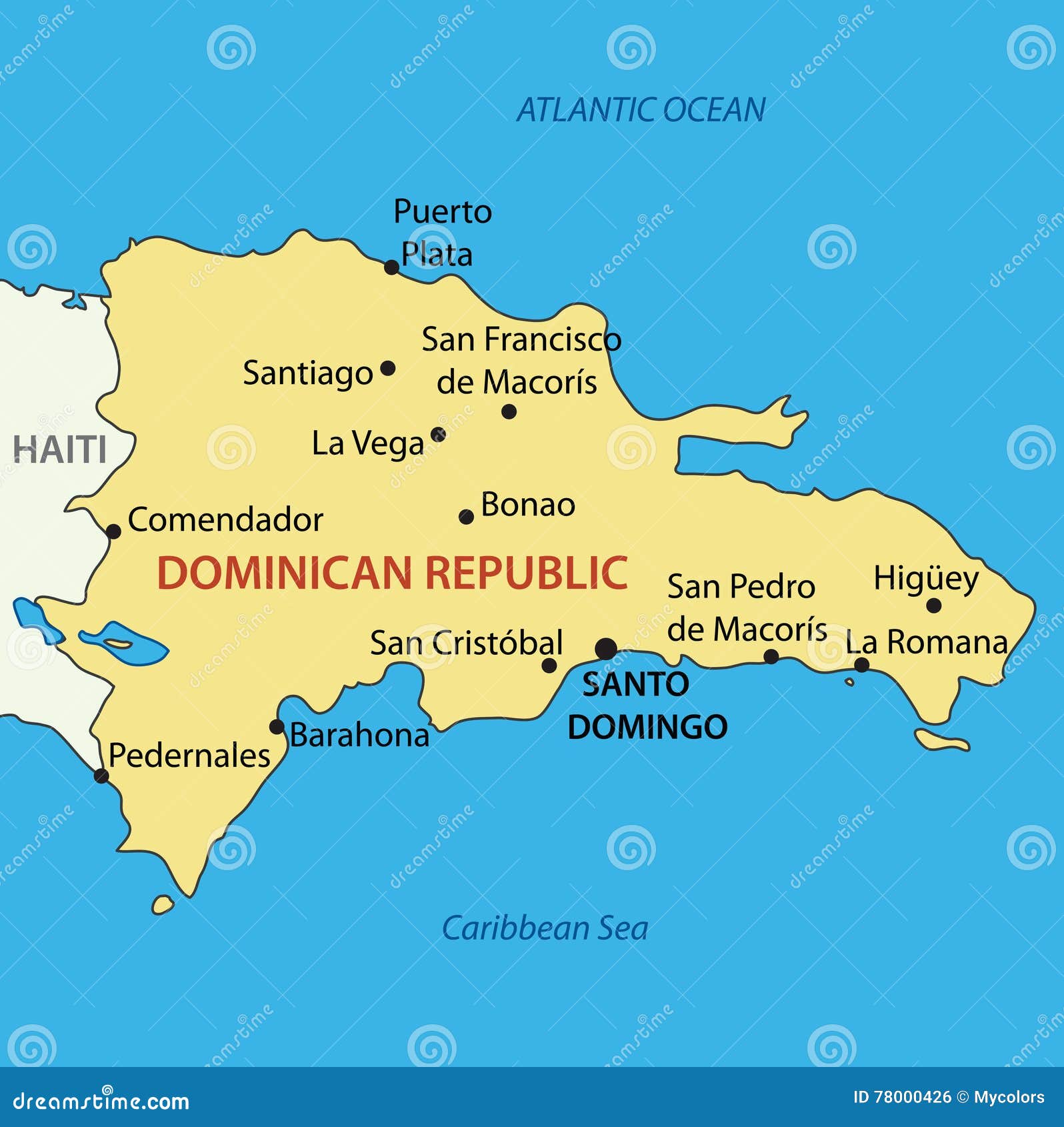 Dominican Republic - Map Of Country - Vector | CartoonDealer.com #78000426 - Waar Ligt De Dominicaanse Republiek Op De Wereldkaart
