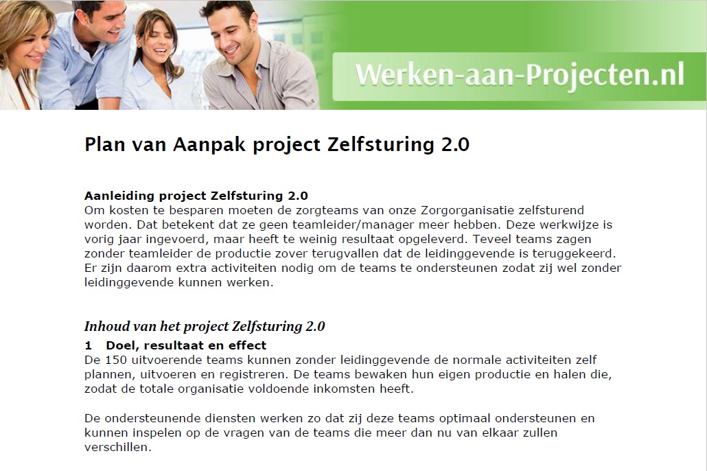 Download hier je voorbeeld Plan van Aanpak/Projectplan - Werken aan - Voorbeeld Van Een Plan Van Aanpak