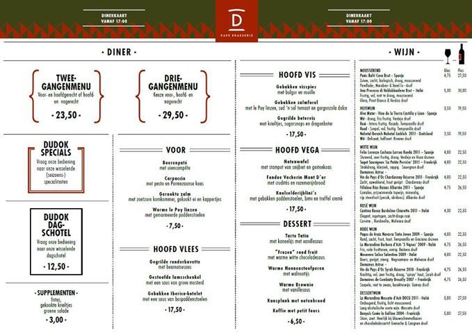 Dudok In Het Park Menu
