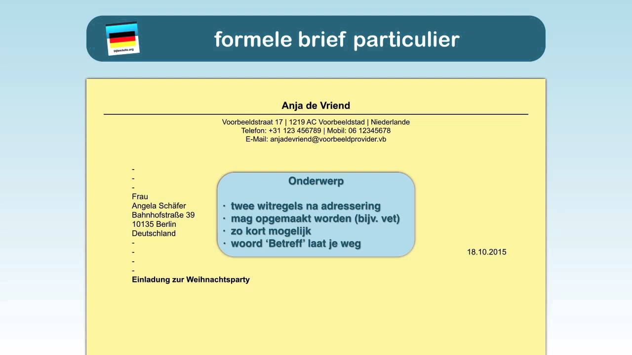 Duits schrijven 4: de persoonlijke brief - YouTube - Afsluiting Brief In Het Frans