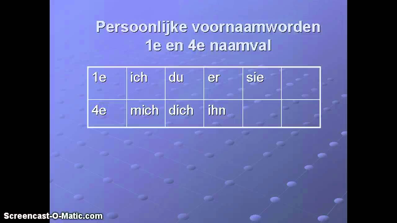 duits.de uitlegvideo: persoonlijke voornaamwoorden 1e en 4e naamval - Persoonlijke Voornaamwoorden Duits 1e 3e 4e Naamval
