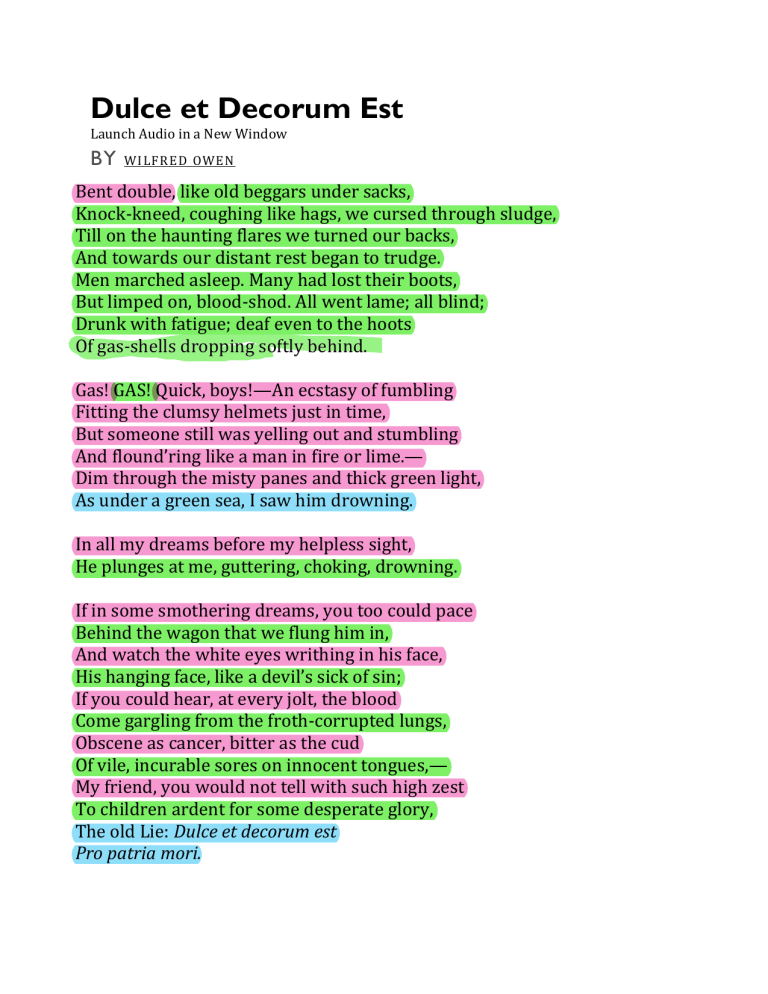Dulce Et Decorum Est Poem
