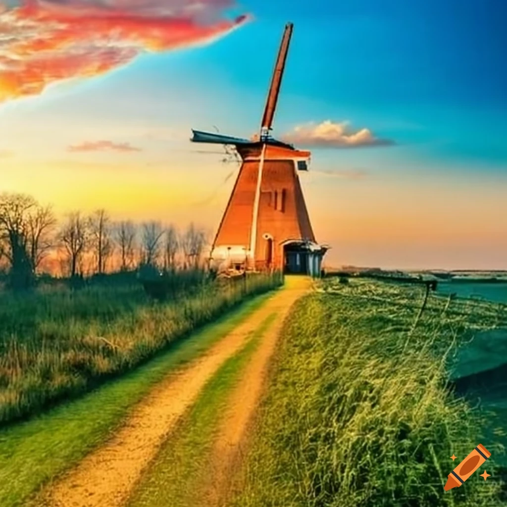 Dutch flag in the landscape of the Netherlands on Craiyon - Political System Of The Netherlands