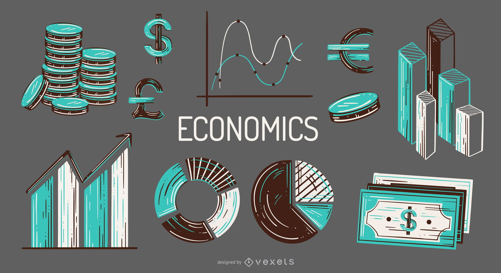 Economics Elements Illustration Set Vector Download - Economics And Business Economics Uu