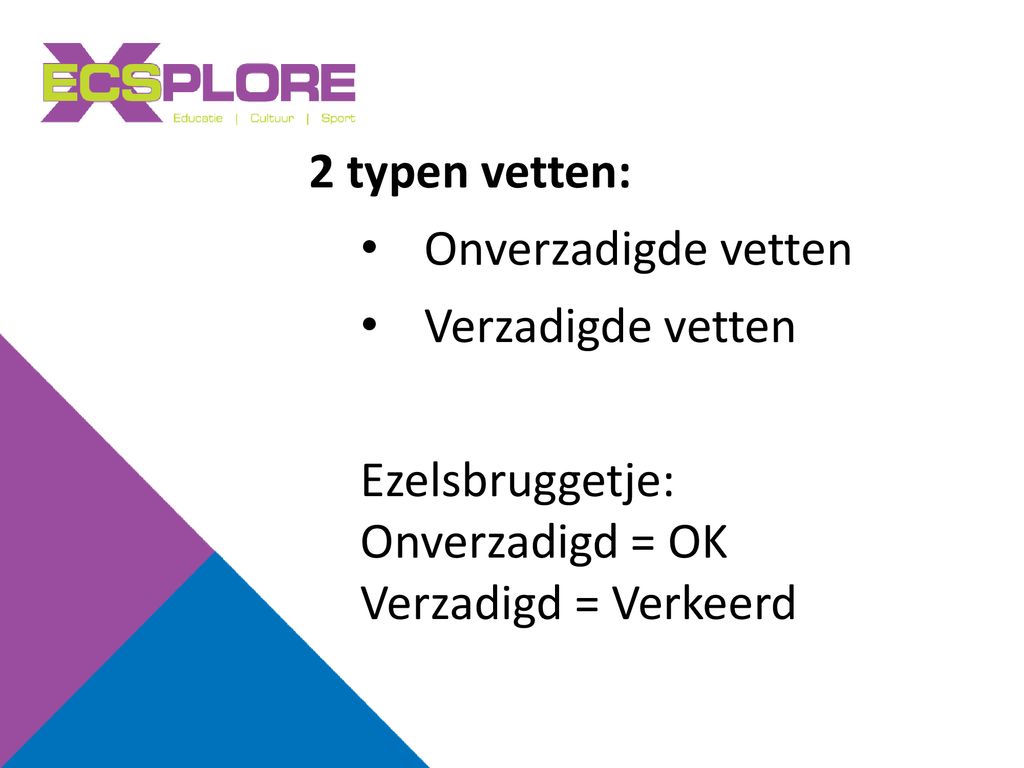 Ecsplore is onderdeel van PIW Groep - ppt download - Verzadigde Vetten Of Onverzadigde Vetten