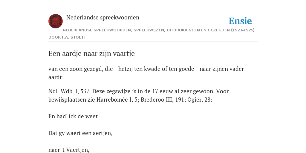 Een Aardje Naar Zijn Vaartje