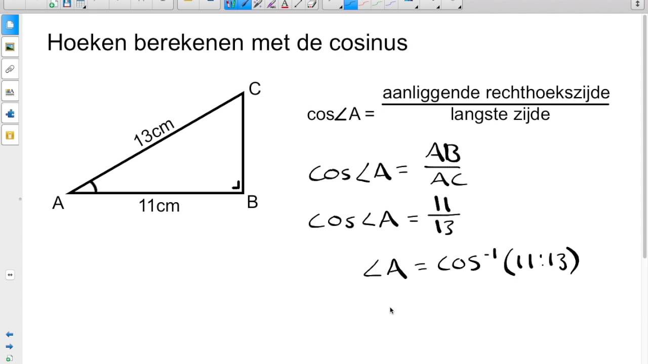 Een hoek berekenen met behulp van de cosinus - YouTube - Hoeveel Graden Is Een Volle Hoek