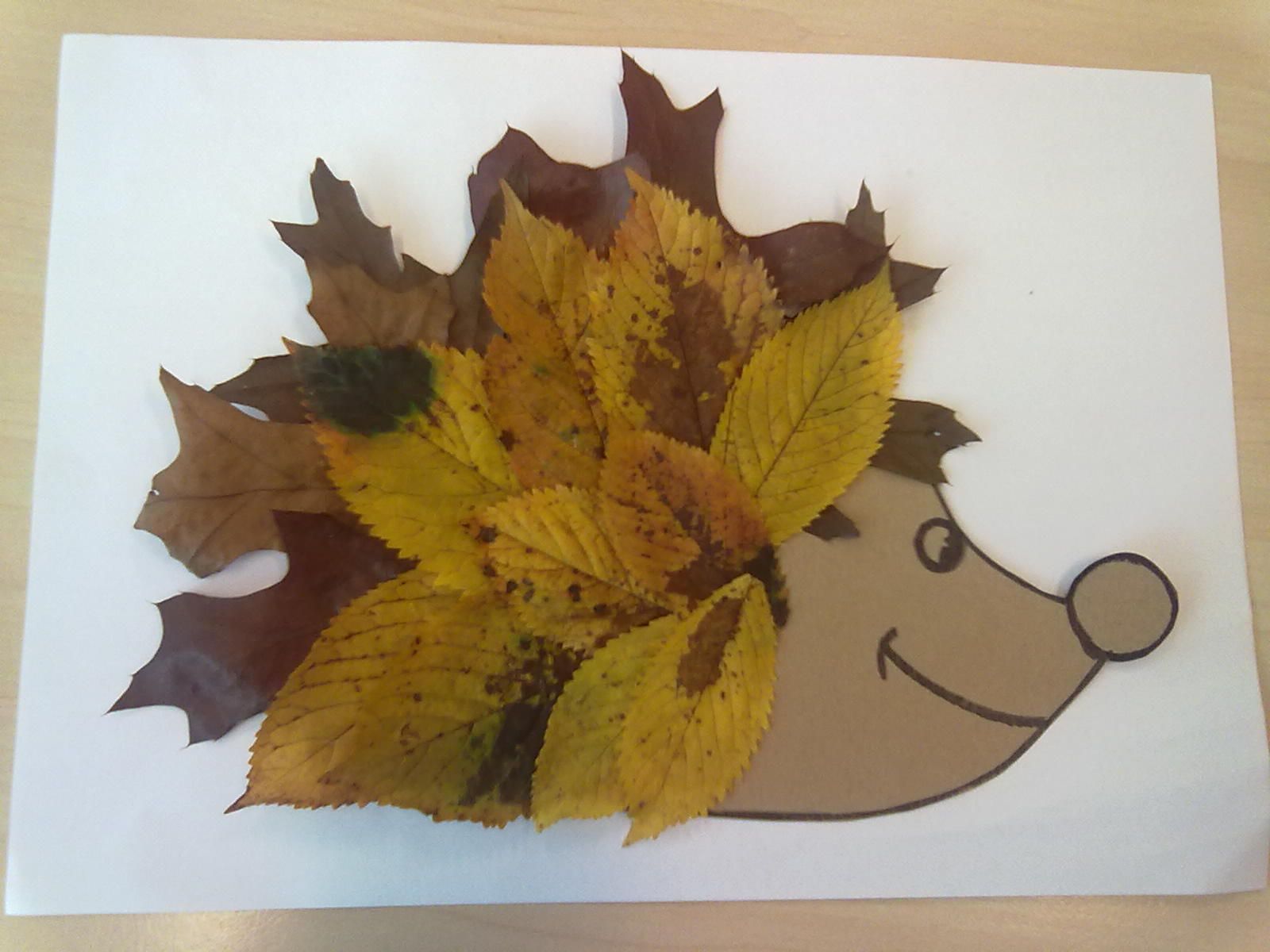 Egel voorzien van bladeren....bedoeld voor kleuters in groep 1/2 | Fall - Knutselen Met Het Thema Herfst