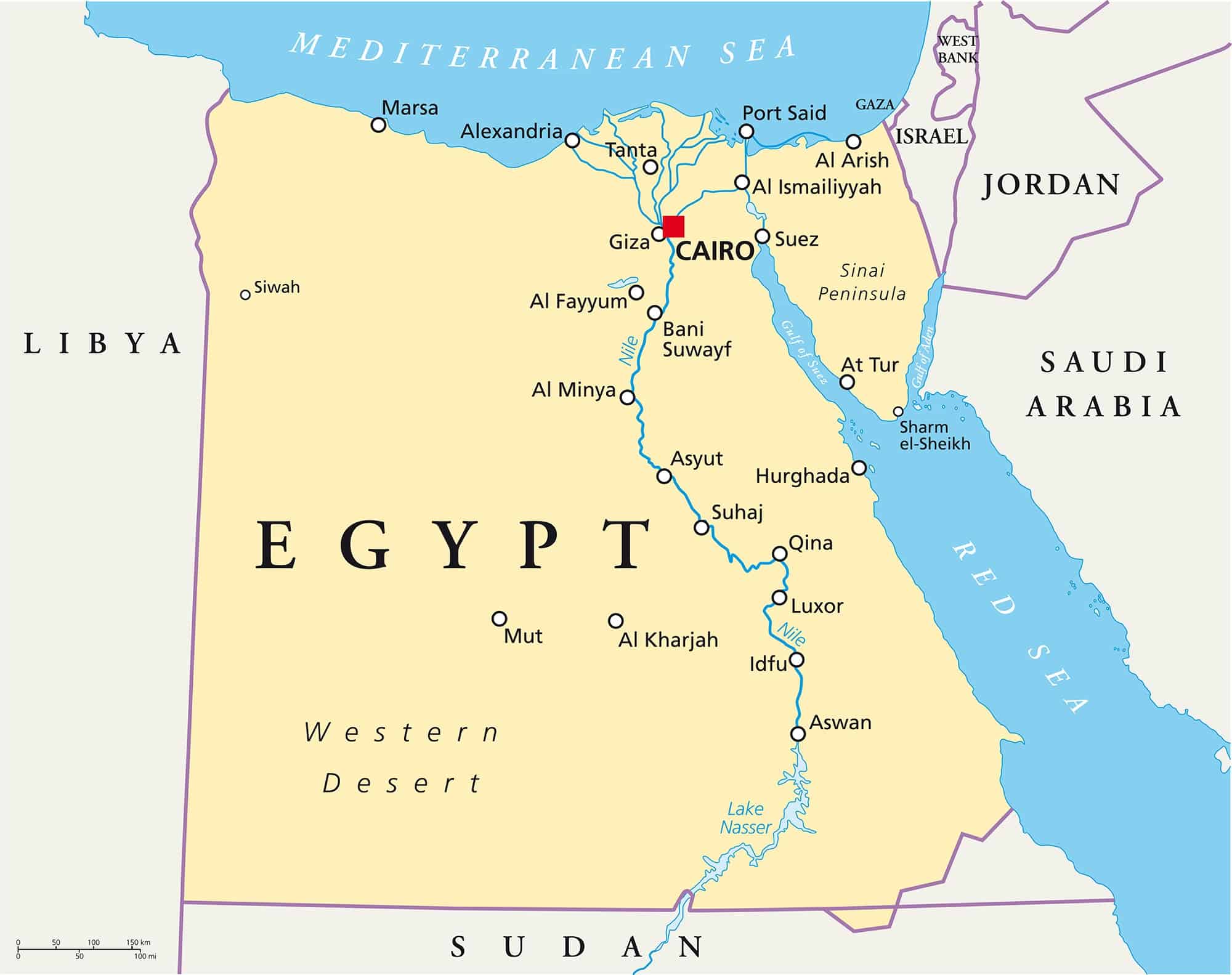 Egypt Political Map and Facts | Mappr - Wat Is De Hoofdstad Van Egypte