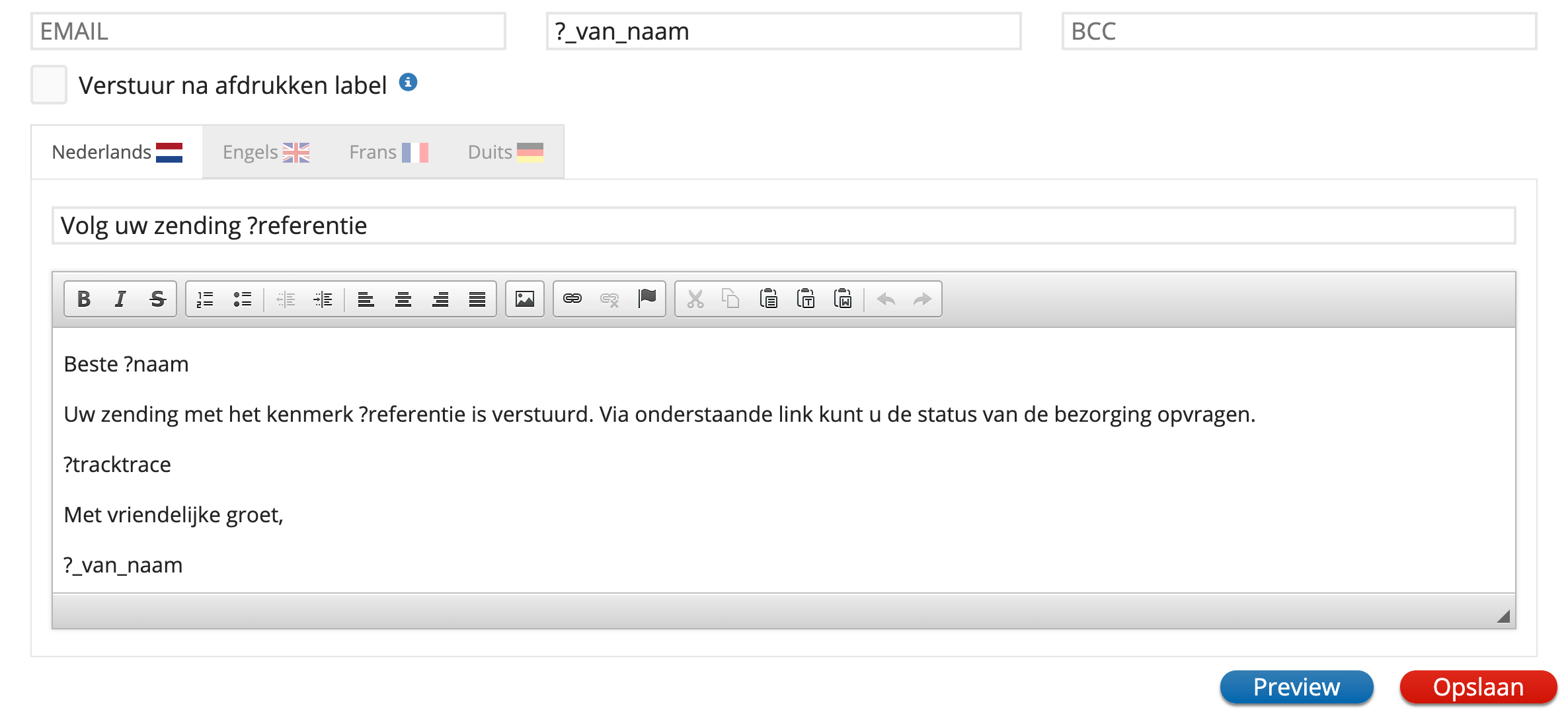 Eigen adres als afzender van track & trace e-mails | Blog - Met Vriendelijke Groeten Duits Mail