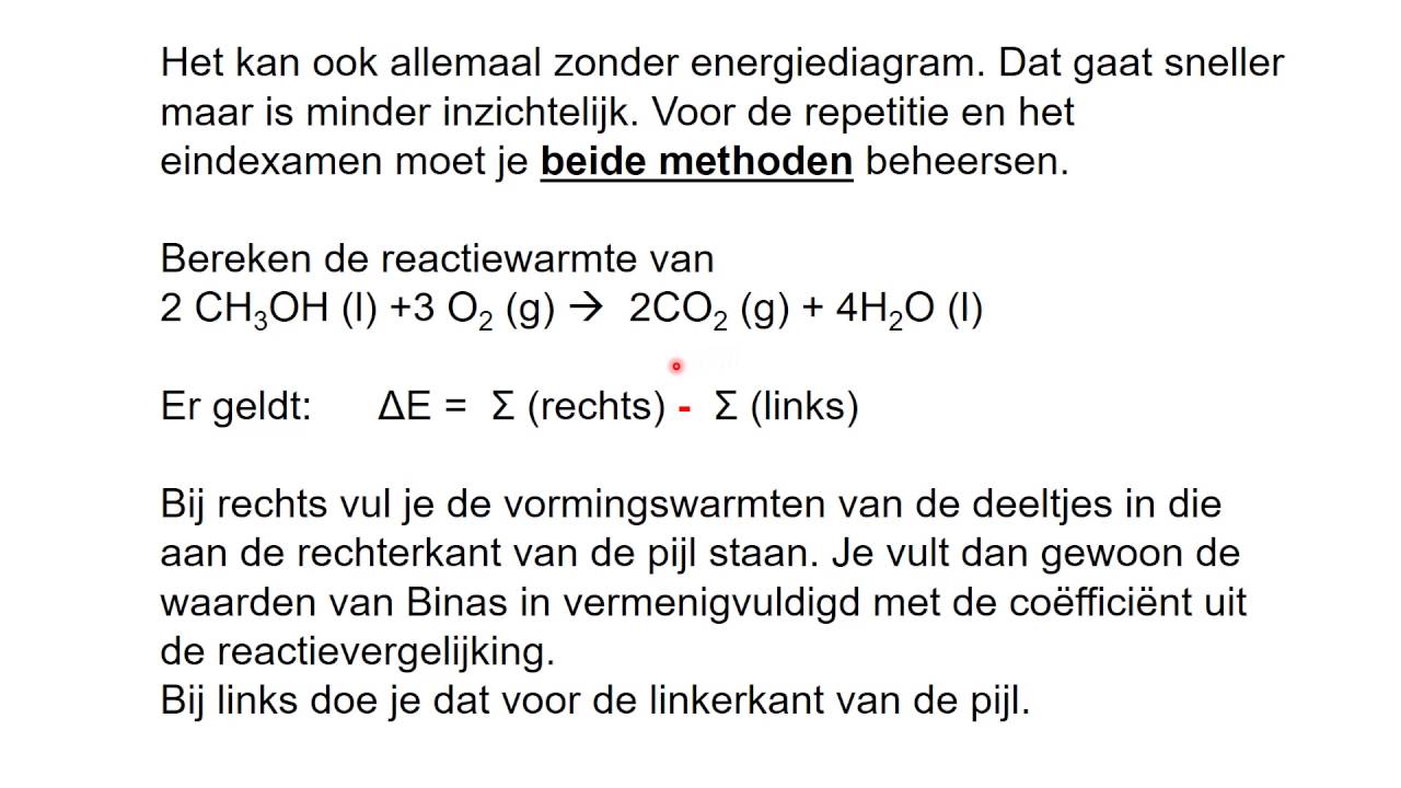Reactiewarmte Berekenen Met Vormingswarmte Scheikunde