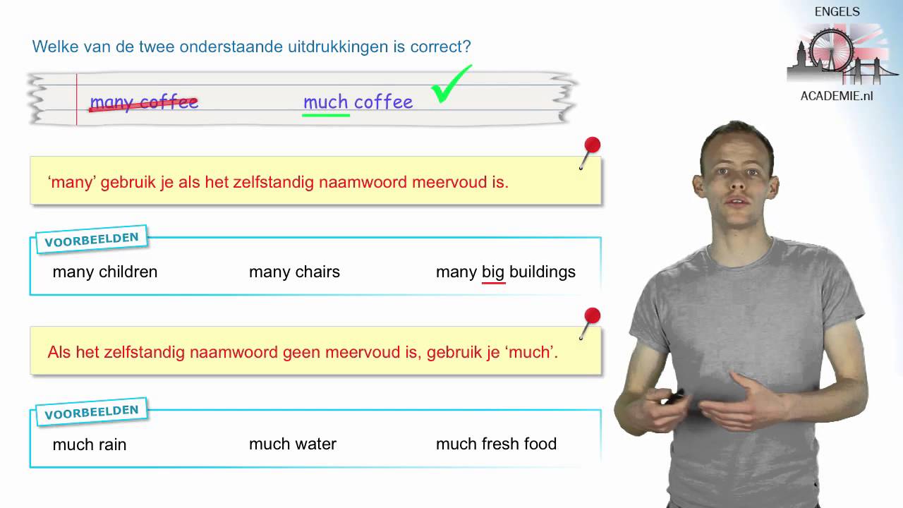 Engels - Many - Much - A lot of - Lots of - veel - EngelsAcademie.nl - Wanneer Gebruik Je Much En Many