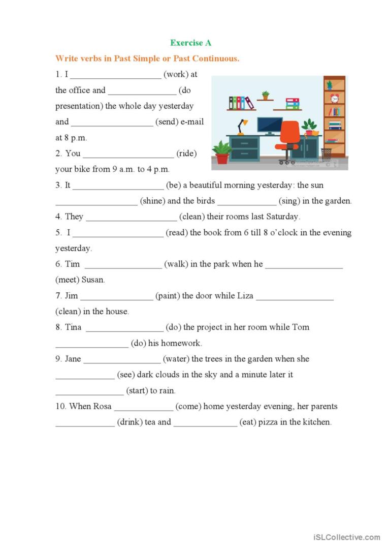 English ESL worksheets, activities for distance learning and physical - Past Continuous With Past Simple